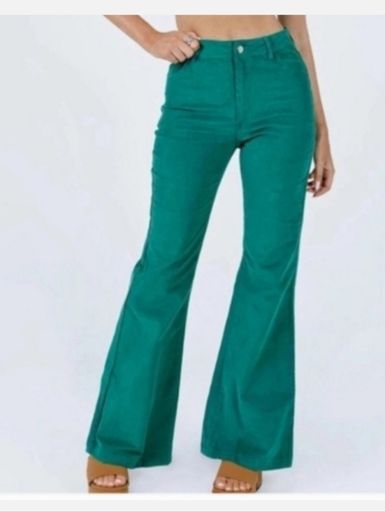 Princess Polly Denim - Princess Polly Nadia Corduroy Flare Pants Emerald Green High Rise Jeans Y2K 4